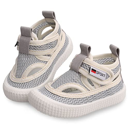 Baby First Walking Shoes Size 5 Toddler Boy Girl Flexible Soft Sole Non Slip Casual Mesh Breathable Lightweight Rubber Slip On Tennis Running Sneakers For Baby 1 Year 12-18 Months Outdoor(Grey 22) 5T #TOP4