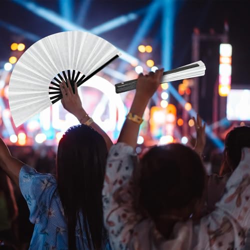 Image of Maitys Large Rave Fan Folding Handheld Fans 13'' Clap Fans for Line Dancing Clack Fan Holographic Festival Accessory for Martial Art Gift Performance, Includes 2 Pouch