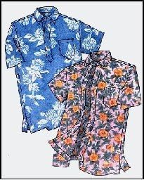 Victoria Jones Mens Hawaiian Pullover or Button Front Placket Aloha Shirt Sewing Pattern #210 - Sizes S-4X
