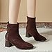 Imagen de MJGkhiy Botas de mujer con tacón de bloqueo elegantes de invierno botines de gamuza Slip-on Cremallera Dress Fiesta Oficina Heels Cerrada Punta Botas Chunky Clásico Zapatos