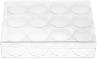 GLOGLOW Plastic Storage Boxes, Clear Jewelry Beads Storage Containers W/12 Round Transparent Bottle Container Tiny Jars for DIY Art Craft(15g(2#))