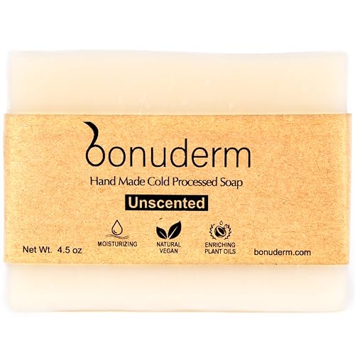 bonuderm All Natural Bar Soap for Women & Men | Natural Unscented & Fragrance Free | Moisturizing for Sensitive & Dry Skin | Vegan | Plastic-Free | Handmade in the USA