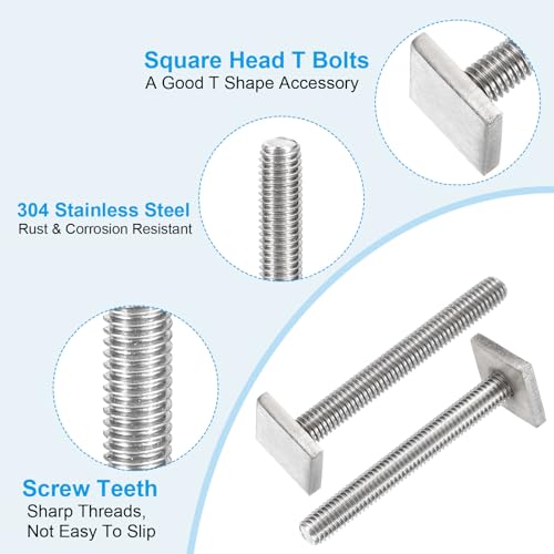 PATIKIL 4 Jeux Boulons Fente T M8 x 65mm Boulons Tête Carrée T pour Rail T – vue 3