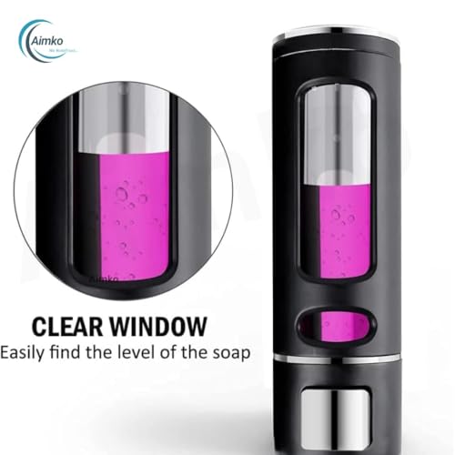 Image of 400 ML Wall Mounted Soap Dispenser | ABS Material with Transparent Liquid Indicator, Ideal Hand Wash Dispenser Bottles | Ideal for Wash Basin or Kitchen Sink | Home | Office (Black)