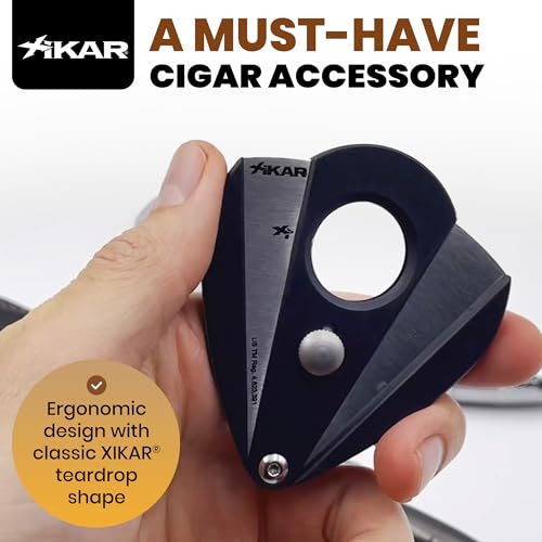 Xikar Xi2 Cigar Cutter, Spring-Loaded Double Guillotine Action, 440 Stainless Steel Blades with Rockwell C Rating of 57, Cuts 54 to 60 Ring Gauge Cigars, Noir