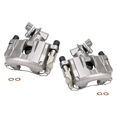 Image of TRQ Rear Driver and Passenger Side Brake Caliper Set Caliper Brackets Hardware Compatible with 06-08 Mazda 5