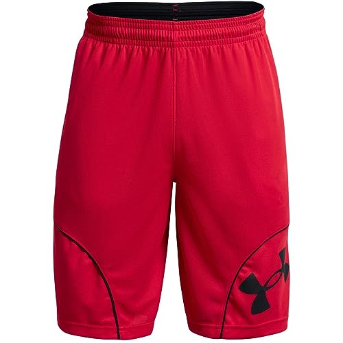 Under Armour Pantaloncini da Basket perimetrali da Uomo, 28 cm, Rosso (600)/Bianco., S