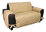 Floppy Ears Design Waterproof Faux Suede Microfiber Stay in Place Couch Protector Furniture Cover (Medium Two Cushion Couch Loveseat, Tan)