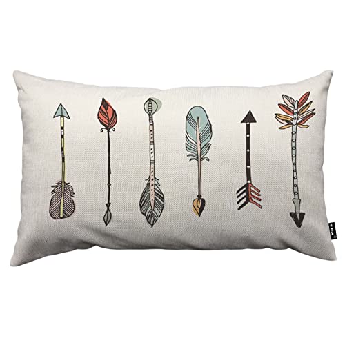TKS MITLAN Arrow Throw Pillow Case Cushion Cover Watercolor Hand Drawn Arrows Boho Style Linen Couch Bed Sofa Car Waist Cushion Cover 12 x 20 inch