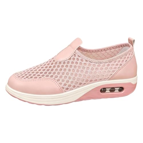 Basket confort femme style sandales d'été compensées avec plateforme rose