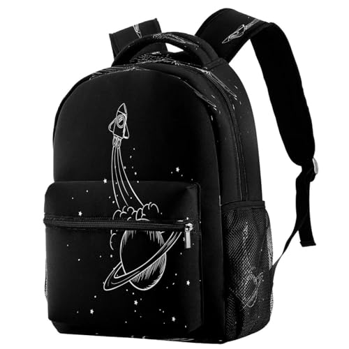 Sac à dos d'école pour ados avec bretelles confortables motif fusée