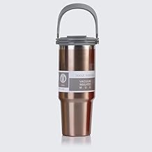 Vasukie 900 ML Tumbler with Handle and Straw Lid Double Insulated Cup, vacuume Insulated Stainless Steel Tumblers for Hot & Cold Drink 100% Leakproof Tumbler with Handle for Gym,Travel (Copper)