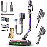 Circlio Aspirateur Balai sans Fil 600W/58000Pa/80min, Aspirateur sans Fil Puissant avec Tuyau Extensible 1m Désenfileur de Poils d'animal, Tube Pliable, pour Tapis, Poils Animaux, Sol Dur et Voiture
