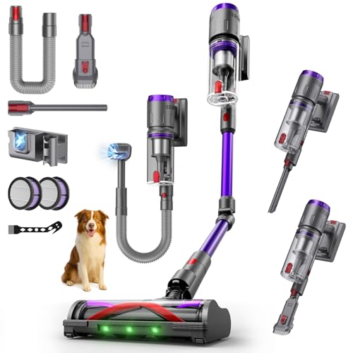 Circlio Aspirador sem cabo 58000 Pa/600 W/80 Min, vassoura aspirador sem cabo potente com braço flexível, mangueira extensível de 1 m, Srotolatore di Peli di Animali, para chão/tapete / pêlo de animal