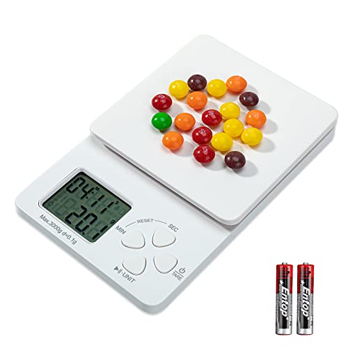 Food Scale, Timing, Weighing Two-in-one, high-Precision Range (0.1g) Digital Kitchen Scale, Gram, Milliliter and Ounce Digital Food Scale, Batteries Included.