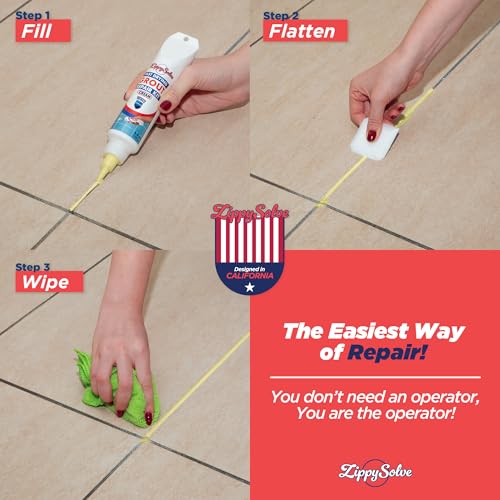 Image of Tile Grout, Repair Kit, Restore & Renew Tile Joints Line, Fast Drying Tile Grout Paint Squeeze Tube for Bathroom Shower Kitchen Floor, Waterproof (8.8 oz, Cream)