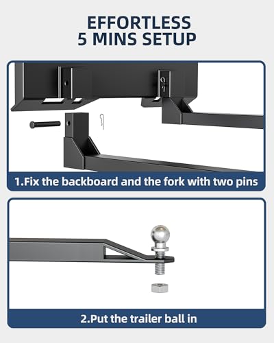 2700 LBS 46" Heavy Duty Pallet Forks Quick Attach Mount Skid Steer Attachments with [Hitch Ball], Skid Steer Pallet Fork Frame Attachment for Loaders Tractors