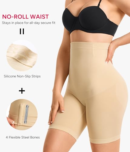 Nebility Tummy Control Shapewear for Women Butt Lifting Shapewear High Waist Body Shaper Shorts Seamless Thigh Slimmer3