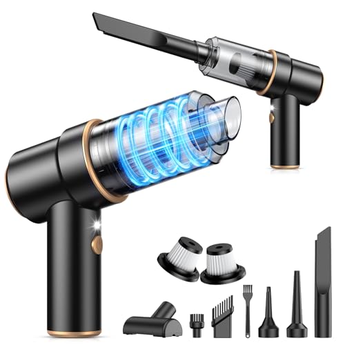 Image of KMM Handheld Car Vacuum Cleaner, 11000PA Vacuum Cleaner & Air Duster, 120W High Power Vacuum Portable Cordless, Hand Held Vacuum Rechargeable with Multi-Nozzles & LED Light for Home, Car, Office