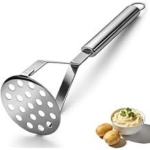 Homquen Stainless Steel Potato Masher, Sturdy Mashed Potato Masher, Potato Ricer, Masher Kitchen Tools for Vegetables&Fruit, Dishwasher Safe 9.84inch