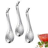 🥄【Fácil de limpiar y almacenar】 Esta cuchara ranurada de acero inoxidable es fácil de limpiar a mano, se puede limpiar en el lavavajillas, fácil de guardar en el cajón o colgar en los ganchos de la cocina.