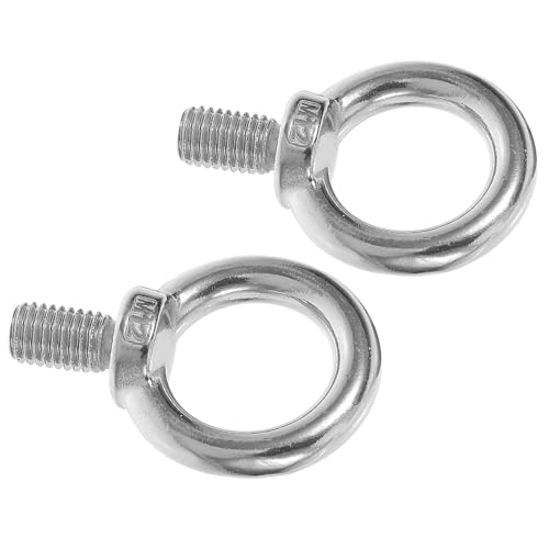 Luxshiny 2pcs M12 304 Stainless Steel Heavy Duty Eye Bolts Threaded Ring Screws for Lifting and Rope Fitting, Sturdy Eyebolts for Industrial and Outdoor Use