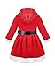 Lilax Little Girls' Holiday Christmas Santa Sparkle Hood Red Dress with Belt, 7