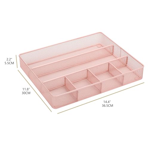 Annova Desk Drawer Organizer/Storage Tray, Metal Mesh with Dividers for Pens Desktop Accessories, Bathroom, Kitchen - Image 2