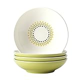 Rachael Ray Dinnerware Circles and Dots Collection 4-Piece Stoneware Fruit Bowl Set, Print
