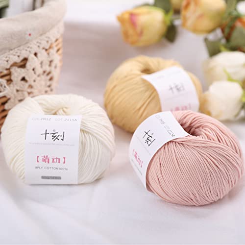 Shike Sprout,100% Long-Staple Cotton Yarn,3 Skeins Soft Baby Fingering Weight For Crochet&Knitting Yarn,Per Skein 50G/162Yards (Twilight Purple) #TOP5
