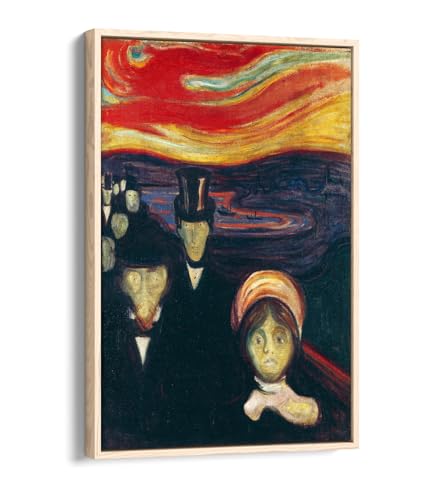 Anxiété de Edvard Munch impression sur toile décoration murale cadre chêne