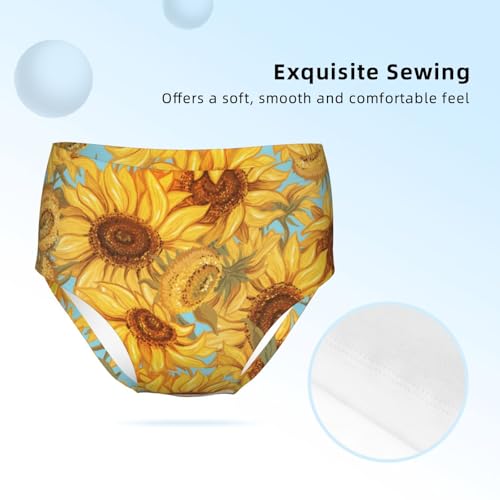 Hand Drawn Sunflowers Theme Girls' Underwear Soft Cotton Little Girls Panties Comfort Briefs3