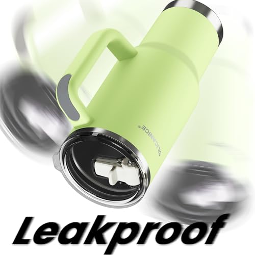 Image of For Travel & Gym - Never Drink from a Moldy Lid Again: 40oz Hygienic Tumbler, 100% Leakproof Lid & Removable Foldable Spout. Reinforced Base, Fits Cup Holders - Key Lime