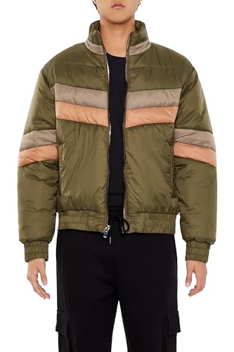 Forever 21 Men's Colorblock Funnel Neck Puffer Jacket