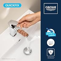 GROHE Dice, energiesparende Waschtischarmatur, Kaltwasser in Mittelstellung (Wasserhahn für das Bad, 15cm hoch, mit Push-Open Ablauf, inkl. 3in1 Werkzeug, einfache Installation), chrom, 1018610000 – Ansicht 3