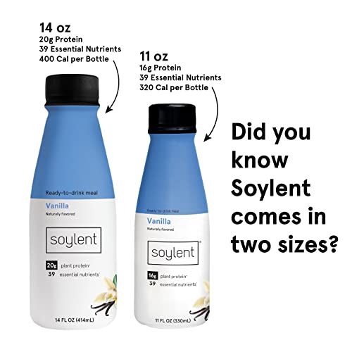Soylent Vanilla Meal Replacement Shake,  Ready-To-Drink Plant Based Protein Drink, Contains 16G Complete Vegan Protein And 1G Sugar, 11Oz, 24 Pack #TOP5