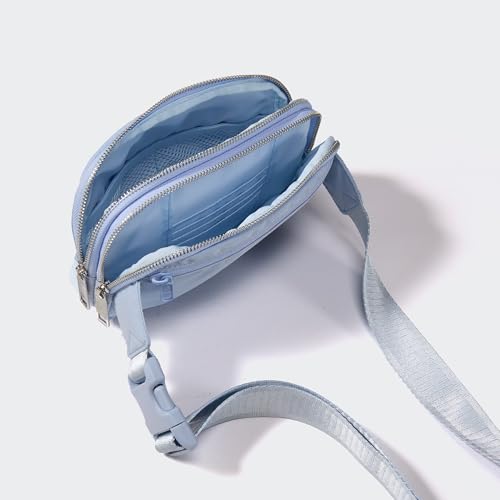 Image of Pander Everywhere Belt Bag for Women, 5 Zipper Pockets Nylon Crossbody Fanny Pack Purse (Windmill Blue).