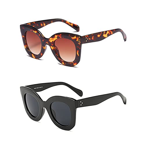 Freckles Mark Cute Butterfly Sunglasses For Women Trendy Round Cat Eye Sun Glasses Large Designer Vintage Shades (Black + Tortoiseshell Brown, 45Mm) #TOP1