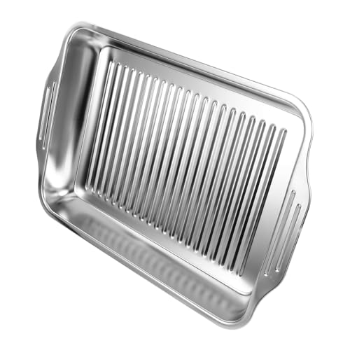 ifundom Stainless Steel Multi Use Roasting Pan for Induction Cooking Rectangular Tray for Grilling Fish Lobsters Durable Lightweight Kitchen Dish