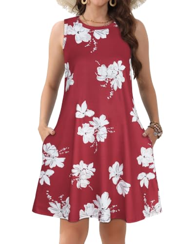Image of JOLIGAL Womens Summer Dresses Casual Sleeveless Tshirt Sundress Beach Cover Up with Pockets Loose Tank Dress 2026