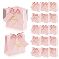 30 Pezzi Piccoli Sacchetti Regalo di Ringraziamento con Manici-14x6x12.5cm, SHAIDOJIO Bianco Scatoline Portaconfetti, Sacchetto Regalo Con Fiocco Oro