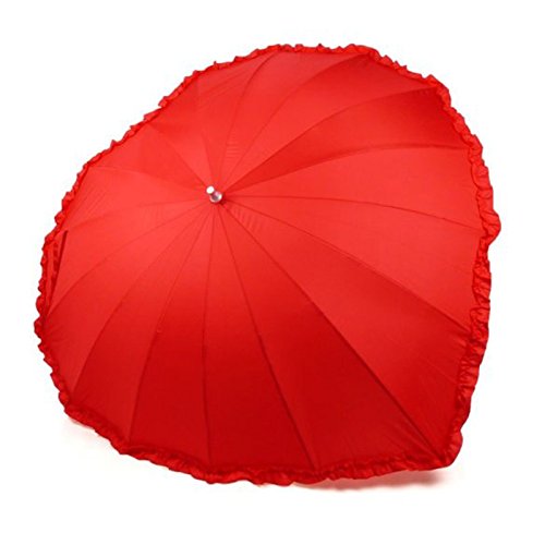 Fabric and Polyester MSE Red Heart Love Irregular Shape Long Handle Umbrella-image-34