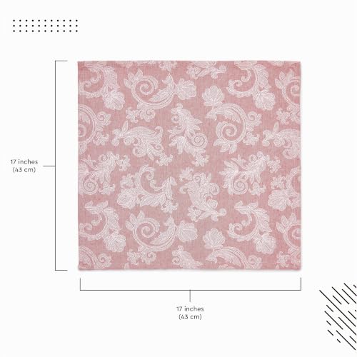 Miniatura 3 de Encasa Servilletas De Mesa De Comedor Conjunto De 6 I Tamaño 45x45 Cm I Floral Rojo Impresión De Estilo Jacquard En Algodón Casero I Colores Rápidos, Lavable A Máquina