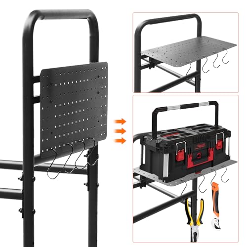 Image of Adjustable Rolling Tire Rack, Heavy-Duty Tire Storage Rack for Garage, with 4 Self-Locking Casters, Foldable Hole Board, 59 inch H x 58.6 inch W
