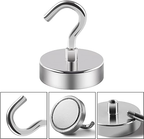 Image of DIYMAG Magnetic Hooks,170lbs Heavy Duty Magnets with Hook Silver 6 Pack | Rare Earth N52 2026 Cruise Cabin Ship Essentials for Fridge Hanging Classroom Beach Vacation Kitchen Grills Home Must Have