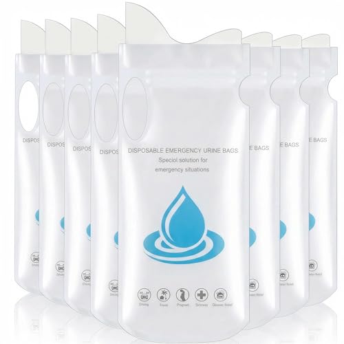 YUNYU 8-Pack 700ml Disposable Urine Bags with Handle & Gel - Portable Emergency Urinal for Travel, Car, Camping, Traffic Jam - Suitable for Men, Women, Kids, Pregnant & Patients