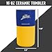 Rico Industries NCAA South Dakota State Jackrabbits Personalized 16oz Royal Ceramic Tumbler with Yellow Silicone Grip, Deep Laser Engraved Logo, Travel Coffee Mug with Slide Lid, Matte Glaze