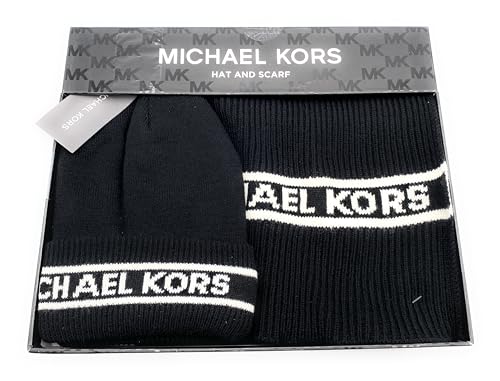 Michael Kors Ensemble écharpe et bonnet noir et blanc taille unique
