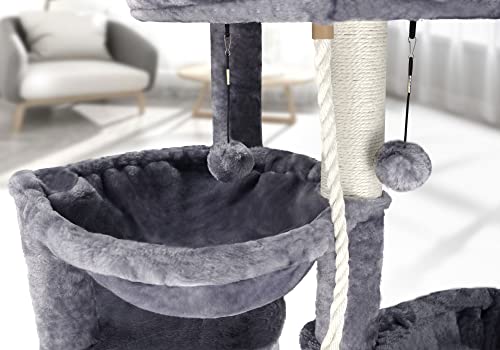 Xin Three Layer Cat Tree With Cat Condo And Two Hammocks,Grey #TOP5