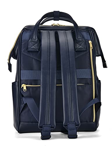 Kah&Kee Leather Backpack for Women and Men 15-inch Laptop Bag | Teacher Professional, Diaper Bag Backpack, Ideal for Work, School, Nurse, College & Travel (Navy II, Medium)3